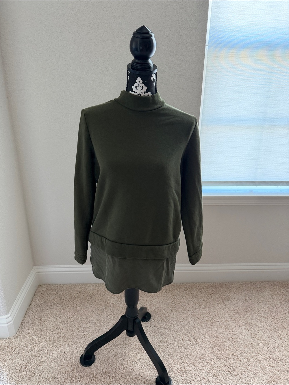 COS Olive Crewneck Sweatshirt with Soft Brushed Interior